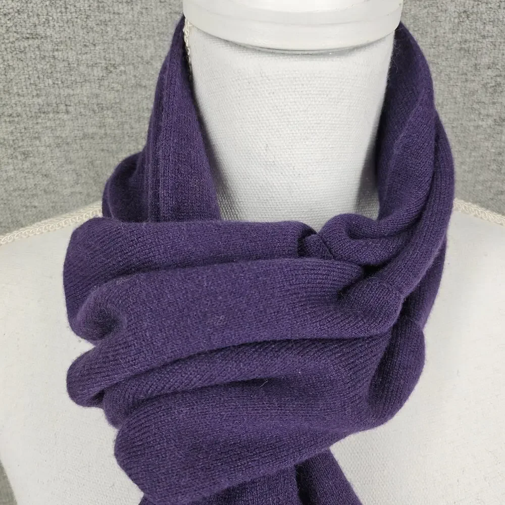 LES COPAINS VINTAGE CASHMERE PURPLE KEYHOLE SCARF – MADE IN ITALY – 36